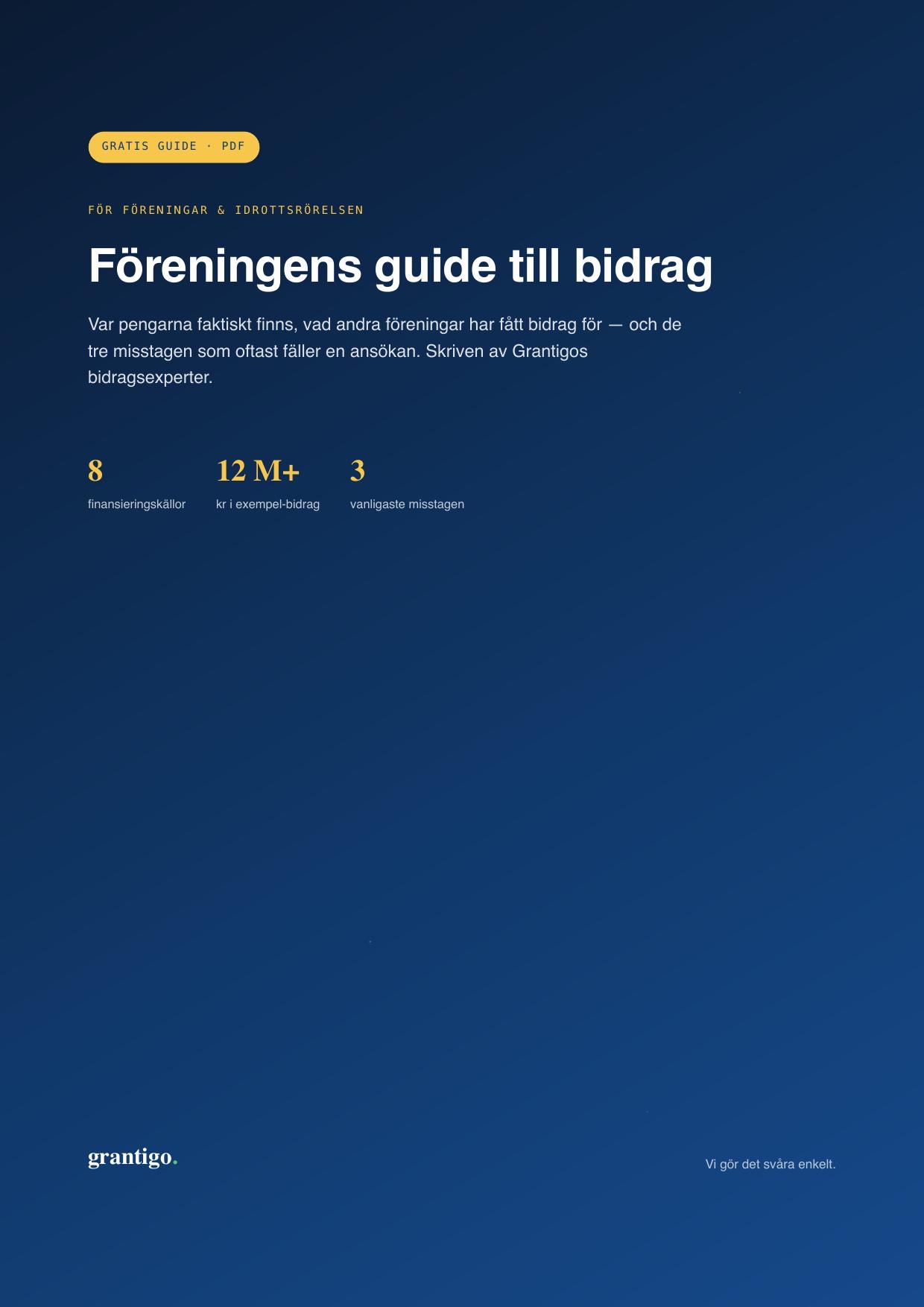 Omslag, Föreningens guide till bidrag