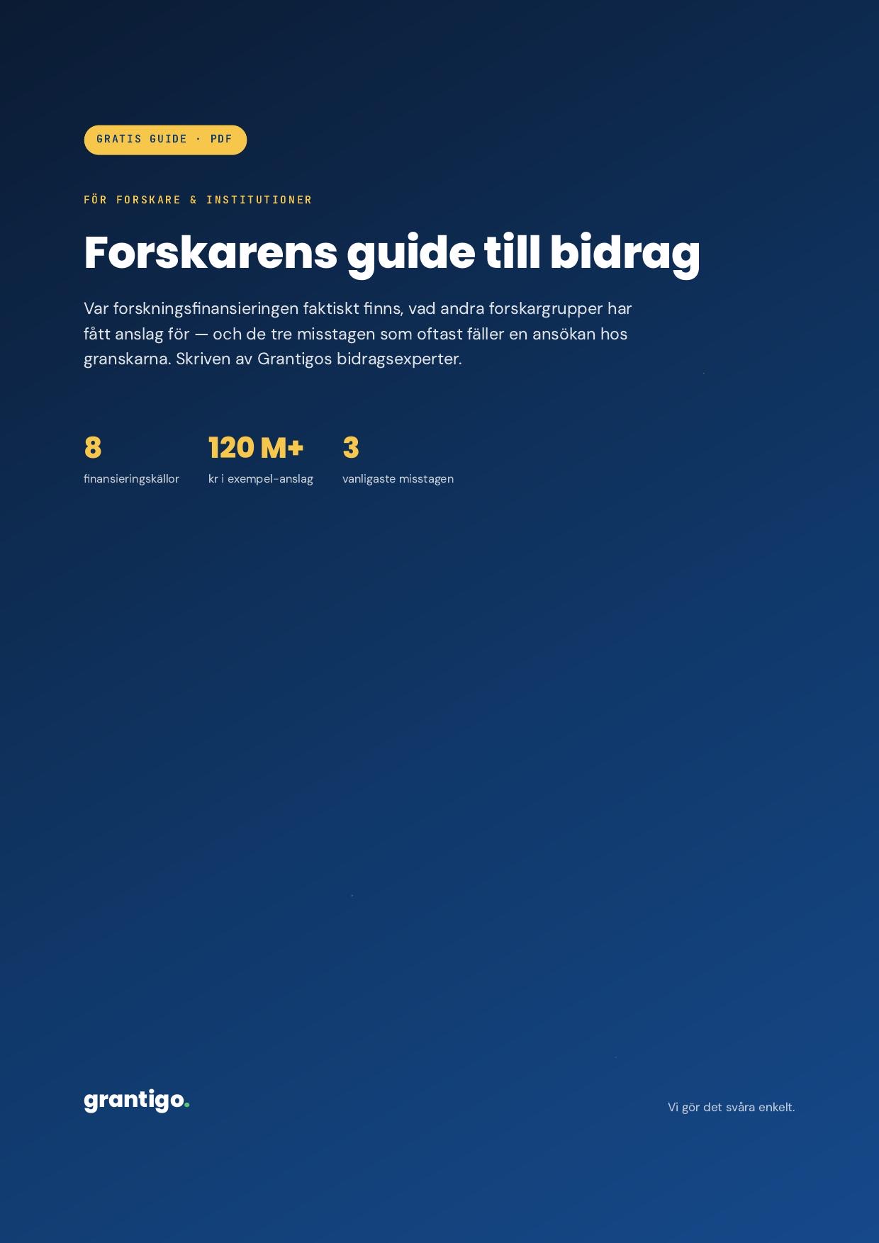 Omslag, Forskarens guide till bidrag