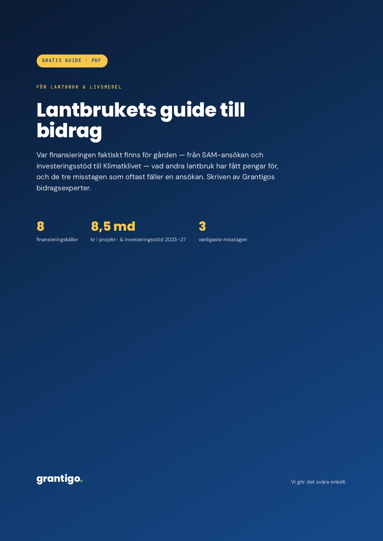 Omslag, Lantbrukets guide till bidrag