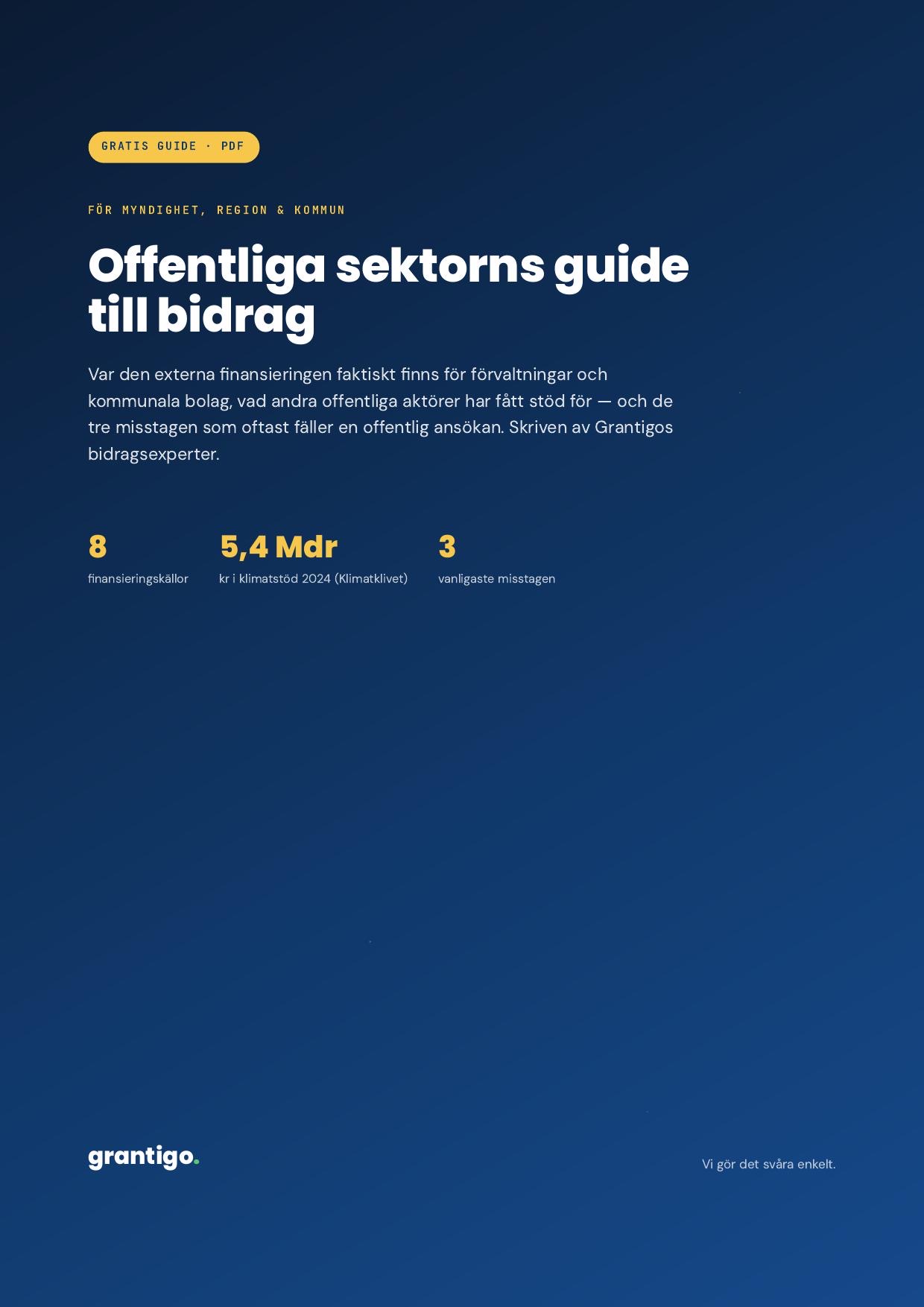 Omslag, Offentliga sektorns guide till bidrag